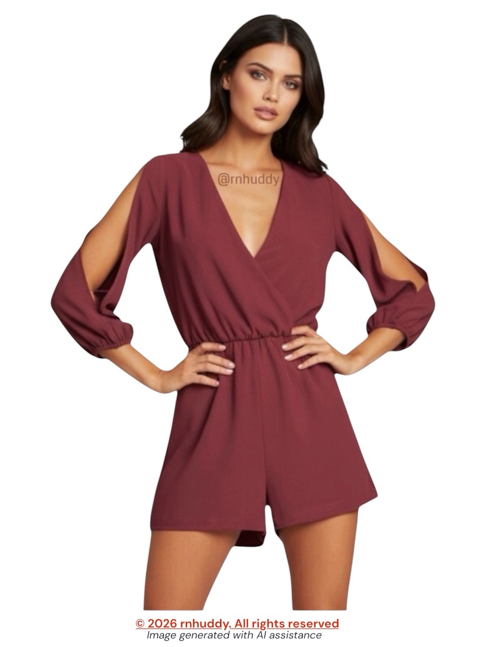NWT Lulus S burgundy 3/4 sleeve romper